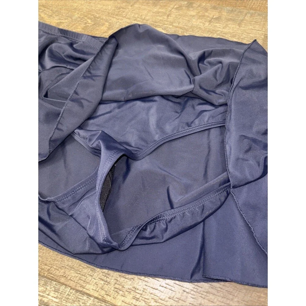 Liz Lange Maternity Swim Skirt Women XL Navy Blue Ruffle Hem Stretch Beach New